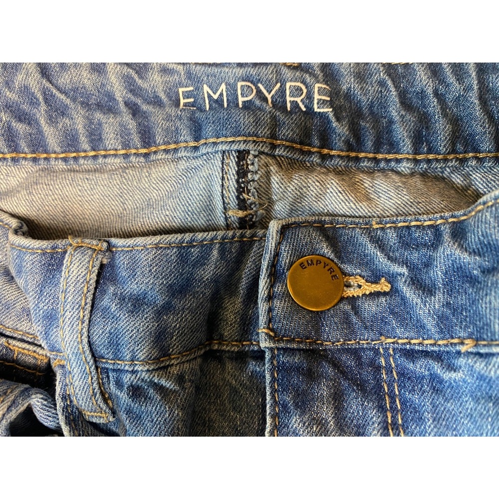 Empyre Womens Wide Leg Jeans Blue Medium Wash High Rise Panel Seam Streetwear - Picture 6 of 14